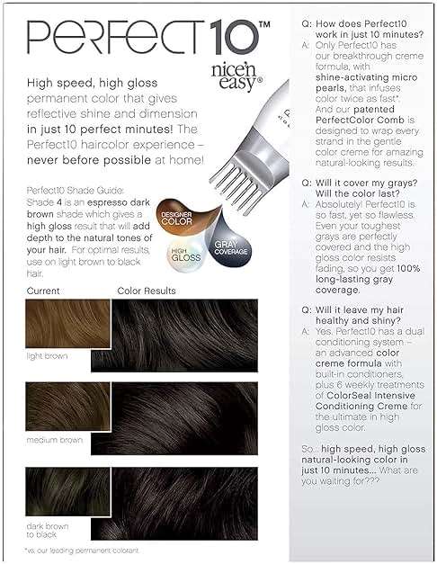 Clairol Nice'n Easy Perfect 10 Permanent Hair Dye, 4 Dark Brown Hair Color, Pack of 2 - Image 2