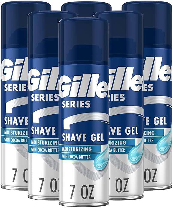 Gillette Series 3X Moisturizing Shave Gel, 6 Count, 7oz Each, Lubrication to Protect Against Irritation, Blue-White, 7 Ounce (Pack of 6) - Image 1