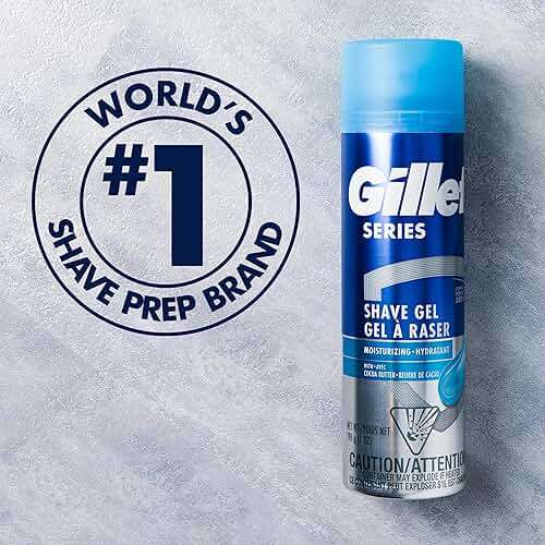 Gillette Series 3X Moisturizing Shave Gel, 6 Count, 7oz Each, Lubrication to Protect Against Irritation, Blue-White, 7 Ounce (Pack of 6) - Image 8