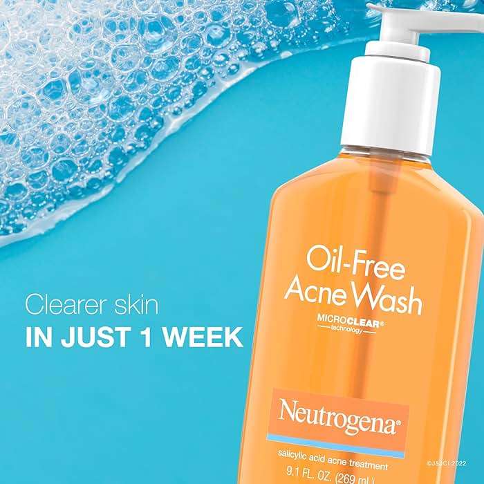 Neutrogena Oil Free Acne Face Wash for Oily Skin, Acne Control Cleanser with Salicylic Acid Noncomedogenic Residue-Free Facial Cleanser in Easy-Pump Bottles, 3 pack of 9.1 fl oz - Image 5