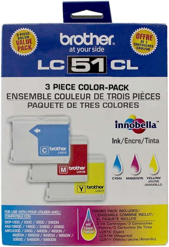 Brother Genuine Standard Yield 3 Pack Color -Ink -Cartridges, LC513PKS, Includes 1 -Cartridge Each of Cyan, Magenta & Yellow, Page Yield Up To 400 Pages/ -Cartridge, Amazon Dash Replenishment -Cartridge, LC51 - Image 1