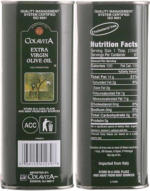 Colavita Premium Selection Extra Virgin Olive Oil 1Lt (34Fl Oz) Tin - Image 5
