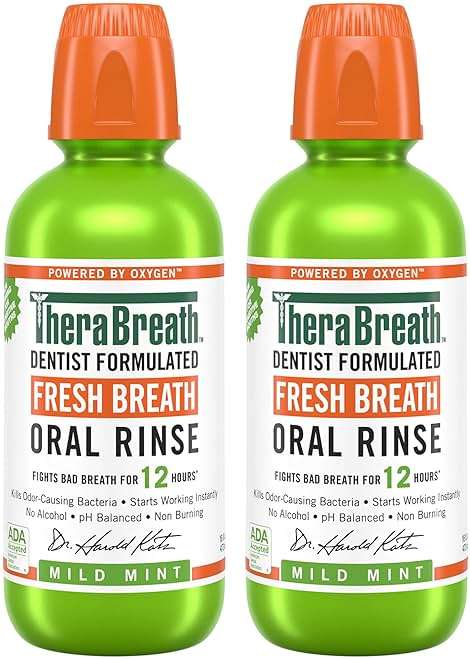 TheraBreath Fresh Breath Mouthwash, Mild Mint Flavor, Alcohol-Free, 16 Fl Oz (2-Pack) - Image 1