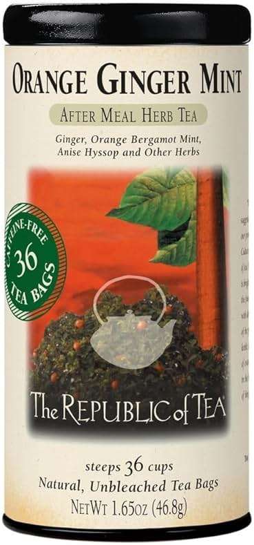 The Republic of Tea - Orange Ginger Mint Herbal Tea, 36 Tea Bag, Tin | Caffeine-free - Image 1