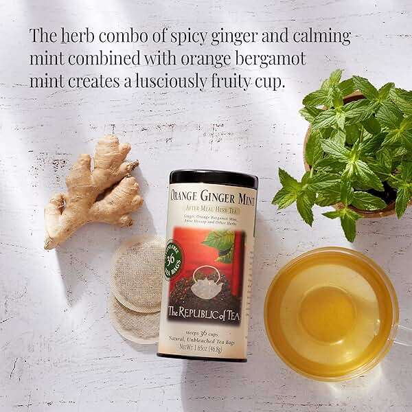 The Republic of Tea - Orange Ginger Mint Herbal Tea, 36 Tea Bag, Tin | Caffeine-free - Image 4