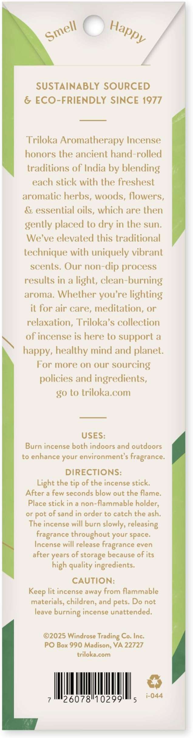 Triloka Original Incense, Green Tea, 10 Sticks - Image 2