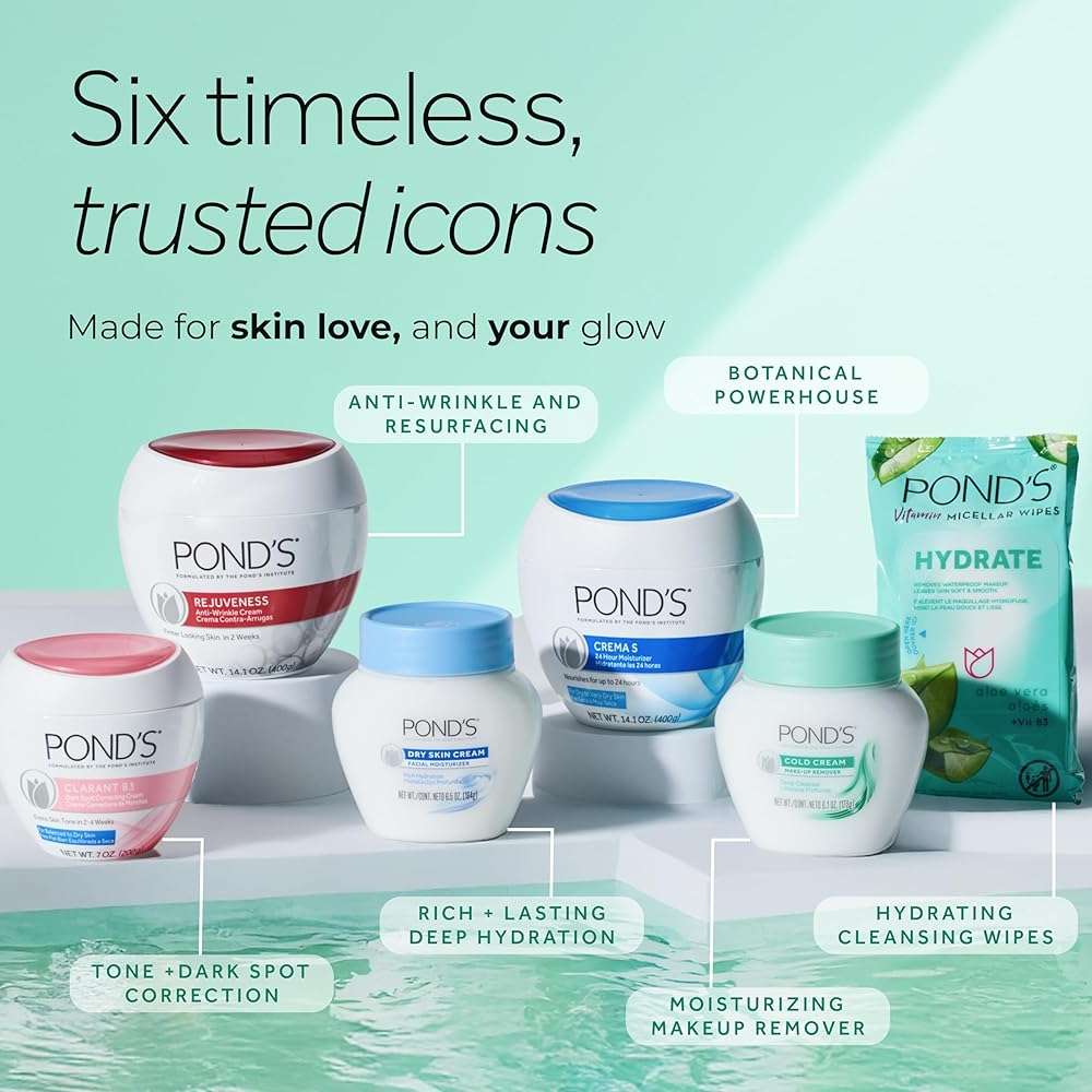 Pond's Nourishing Moisturizing Cream, Crema S, Fragrance Free, Ivory, 14.1 Oz - Image 8