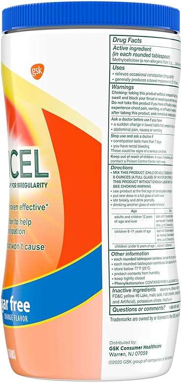 CITRUCEL Sugar Free Fiber Powder for Occasional Constipation Relief, Methylcellulose Fiber Powder, Orange Flavor - 16.9 Ounces - Image 13