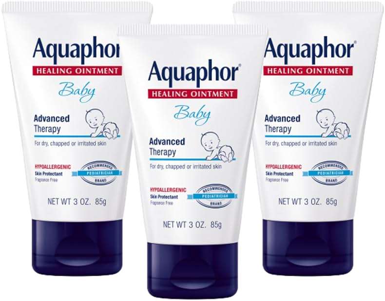 Aquaphor Baby Healing Ointment, Advanced Therapy for Chapped Cheeks and Diaper Rash, 3 oz. Tube (Pack of 3) - Image 1