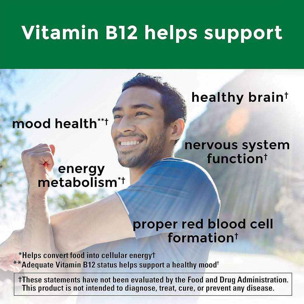 Nature Made Vitamin B12 500 mcg, Dietary Supplement for Energy Metabolism Support, B12 Vitamins 500 mcg, 200 Tablets, 200 Day Supply - Image 3