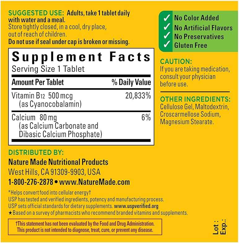Nature Made Vitamin B12 500 mcg, Dietary Supplement for Energy Metabolism Support, B12 Vitamins 500 mcg, 200 Tablets, 200 Day Supply - Image 7