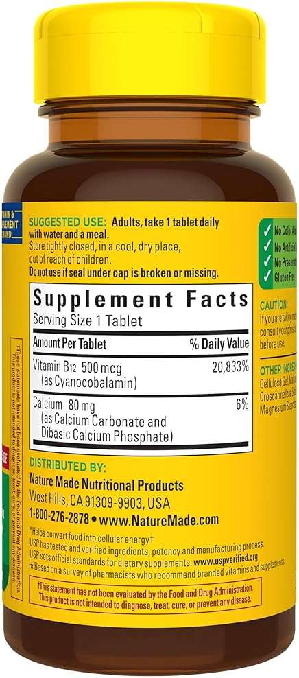 Nature Made Vitamin B12 500 mcg, Dietary Supplement for Energy Metabolism Support, B12 Vitamins 500 mcg, 200 Tablets, 200 Day Supply - Image 8