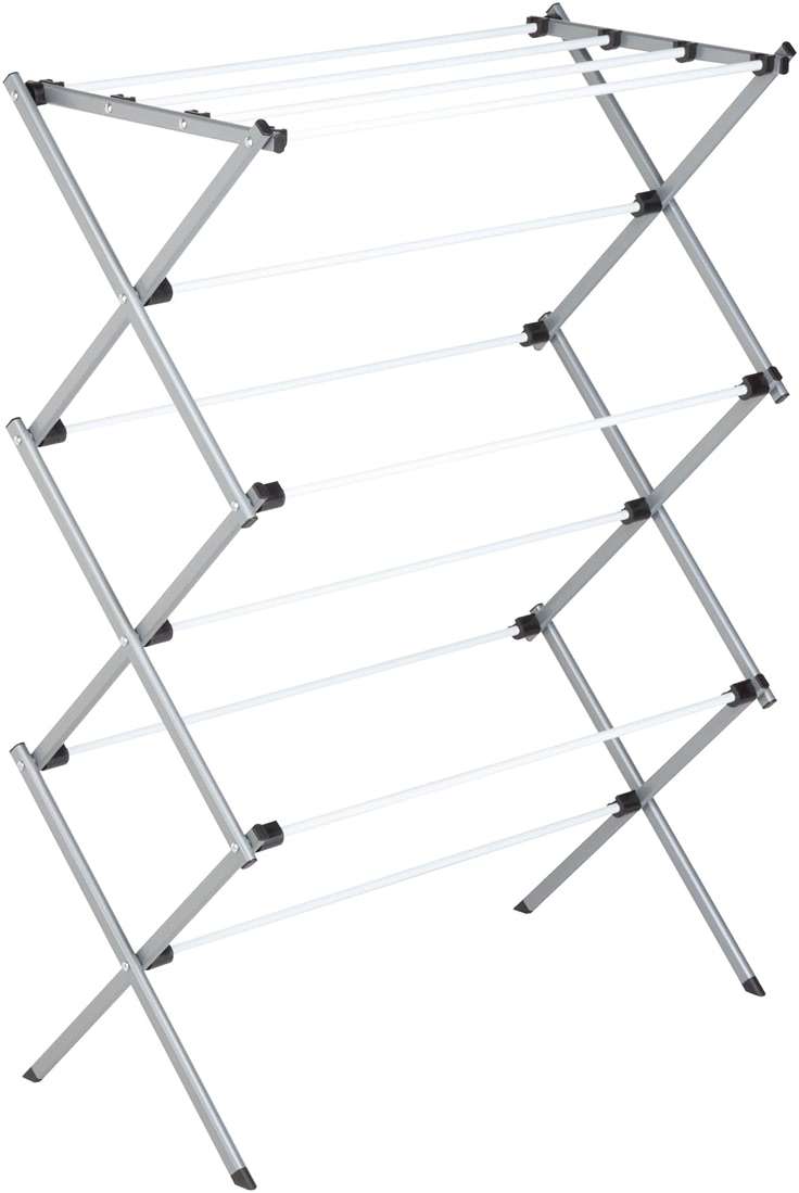 Honey-Can-Do Deluxe Metal Collapsible Clothes Drying Rack, 50 lbs, 29" x 14.2" x 42.1", White & Grey - Image 1