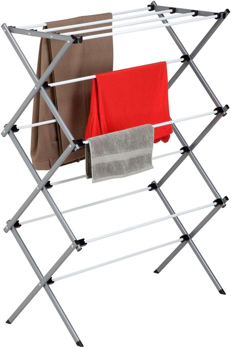 Honey-Can-Do Deluxe Metal Collapsible Clothes Drying Rack, 50 lbs, 29" x 14.2" x 42.1", White & Grey - Image 4