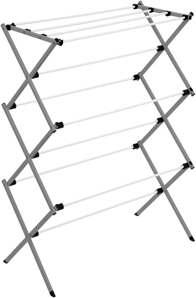 Honey-Can-Do Deluxe Metal Collapsible Clothes Drying Rack, 50 lbs, 29" x 14.2" x 42.1", White & Grey - Image 6