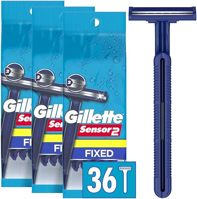 Gillette Sensor2 Men's Disposable Razor, 12 Count (Pack of 3), Blue - Image 1