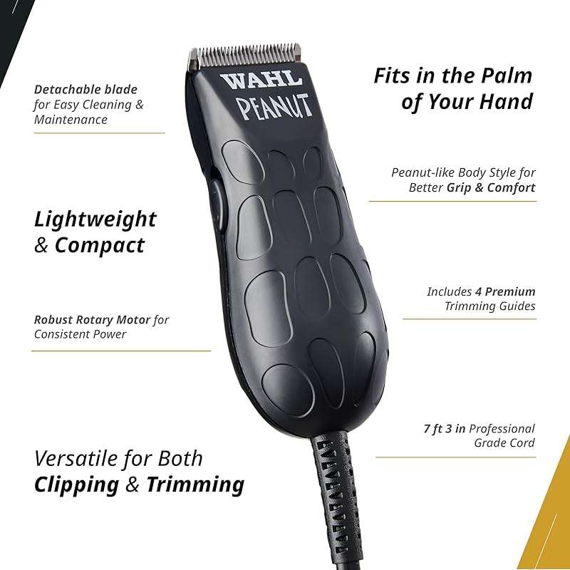 Wahl Professional Peanut Corded Trimmer - Compact, Lightweight Powerful Rotary Motor Grooming Tool, with 4 Trimming Guides and Accessories - Image 4