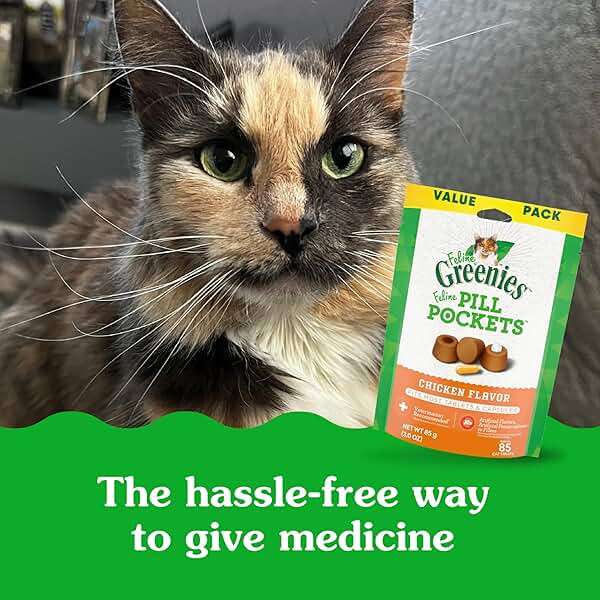 Greenies Feline Pill Pockets for Cats Natural Soft Cat Treats, Chicken Flavor, 1.6 oz. Pouch (45 Treats) - Image 6