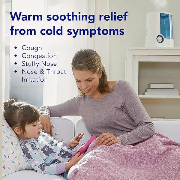 Vicks Warm Mist Humidifier Filter-Free 1-Gal Tank, Auto Shut-Off, Night Light, VapoPad and VapoSteam Compatible - Image 2