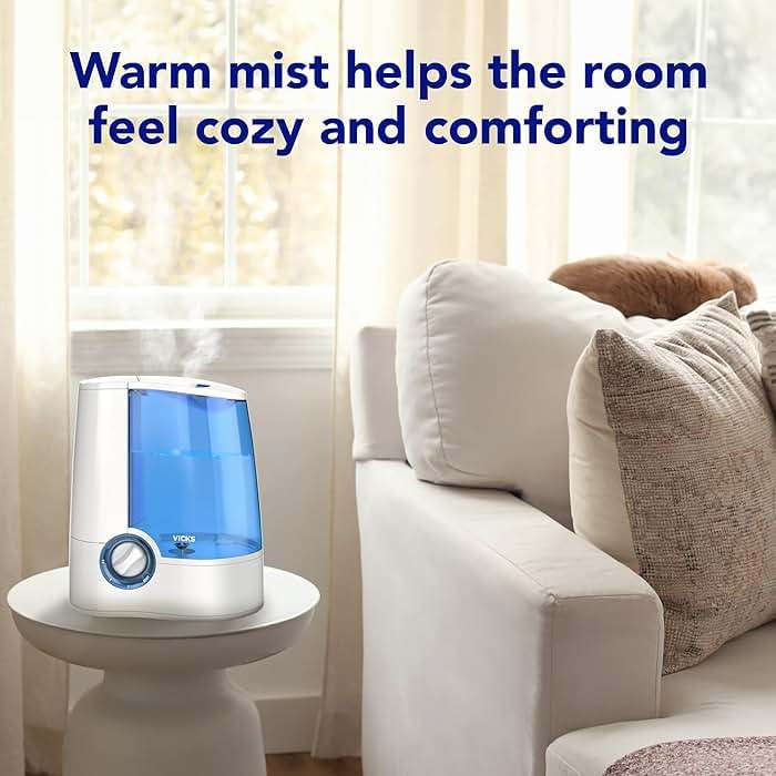 Vicks Warm Mist Humidifier Filter-Free 1-Gal Tank, Auto Shut-Off, Night Light, VapoPad and VapoSteam Compatible - Image 3