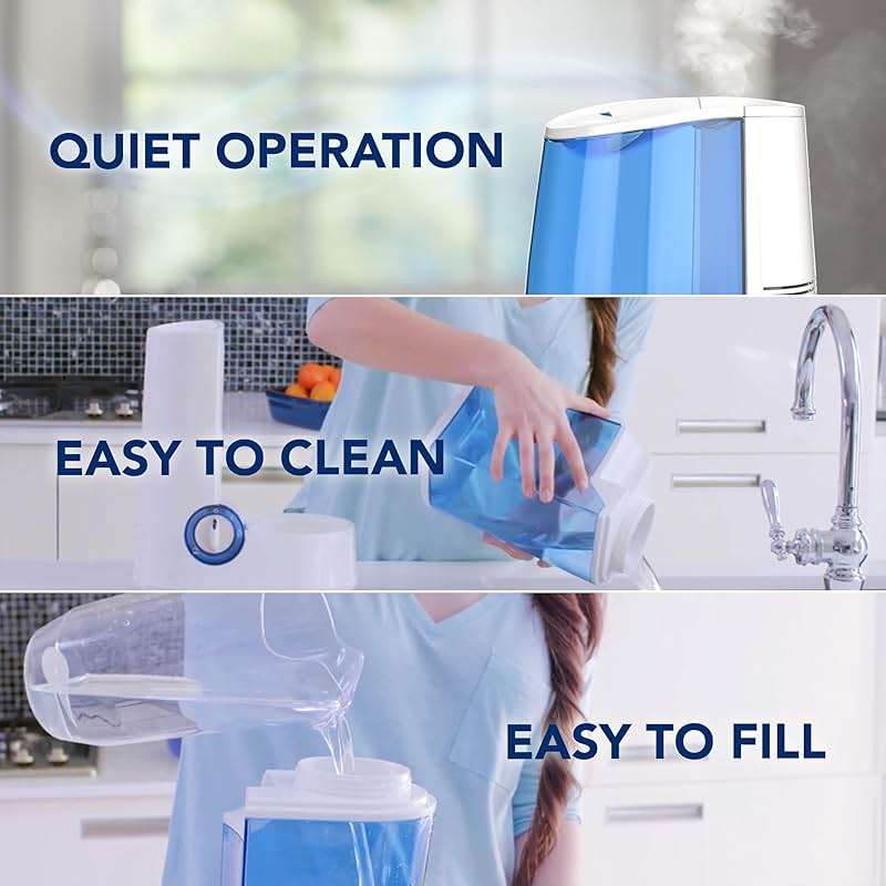 Vicks Warm Mist Humidifier Filter-Free 1-Gal Tank, Auto Shut-Off, Night Light, VapoPad and VapoSteam Compatible - Image 5