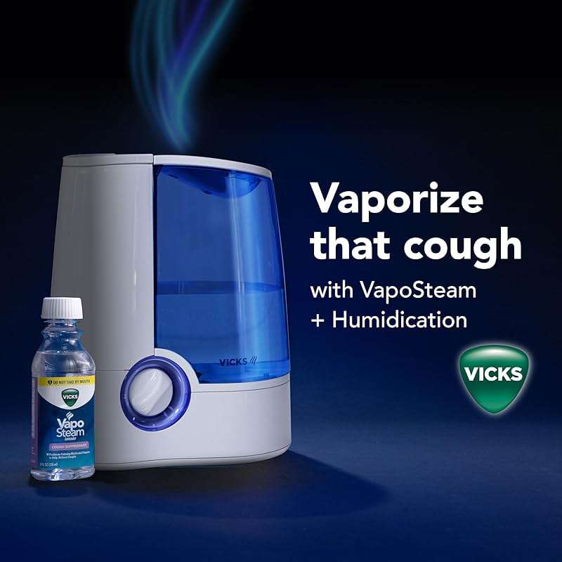 Vicks Warm Mist Humidifier Filter-Free 1-Gal Tank, Auto Shut-Off, Night Light, VapoPad and VapoSteam Compatible - Image 6