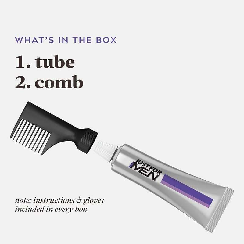 Just For Men Touch of Gray, Mens Hair Color Kit with Comb Applicator for Easy Application, Great for a Salt and Pepper Look - Black, T-55, Pack of 1 - Image 3