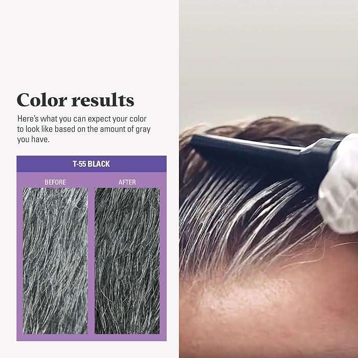 Just For Men Touch of Gray, Mens Hair Color Kit with Comb Applicator for Easy Application, Great for a Salt and Pepper Look - Black, T-55, Pack of 1 - Image 5