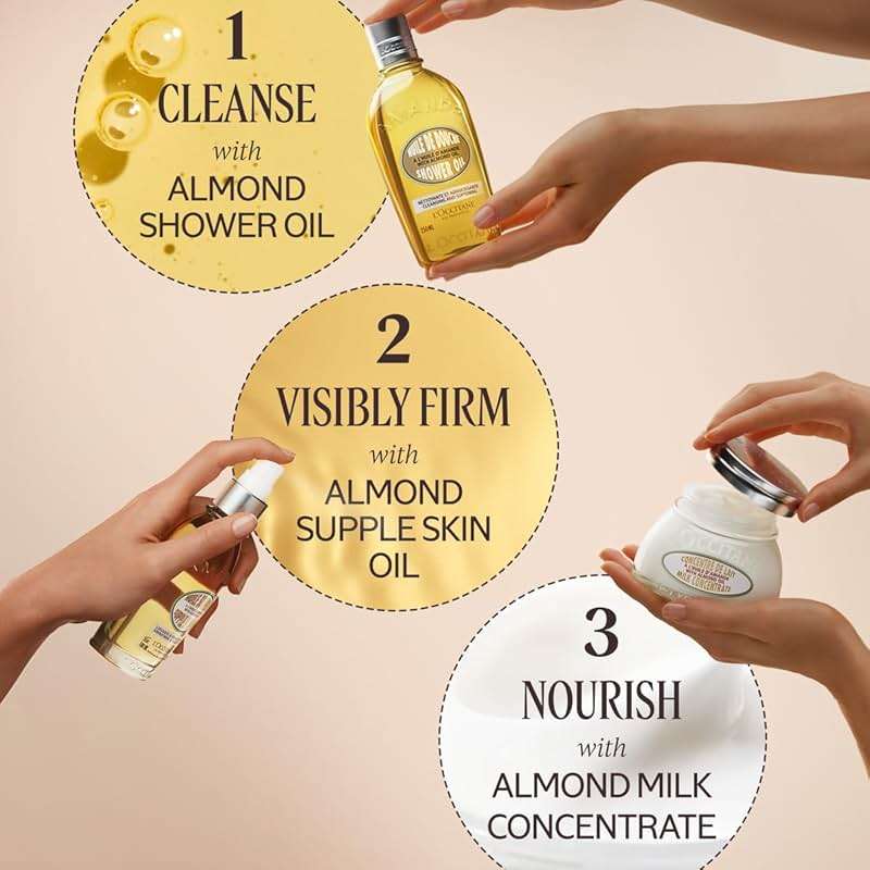 L'OCCITANE Cleansing & Softening Almond Shower Oil, Body Wash & Shaving Base Purifies & Smooths Without Drying Skin, Milky Lather, Nourishing Skincare - Image 6