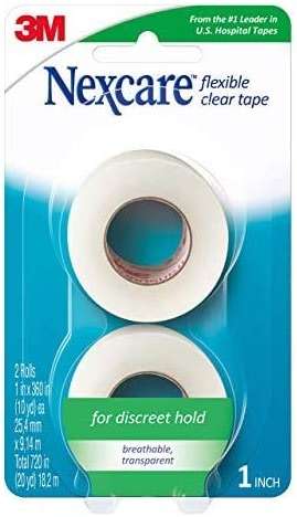 Nexcare Flexible Clear Tape, Waterproof Transparent Medical Tape, Secures Dressings and Catheter Tubing - 1 In x 10 Yds, 2 Rolls of Tape - Image 1