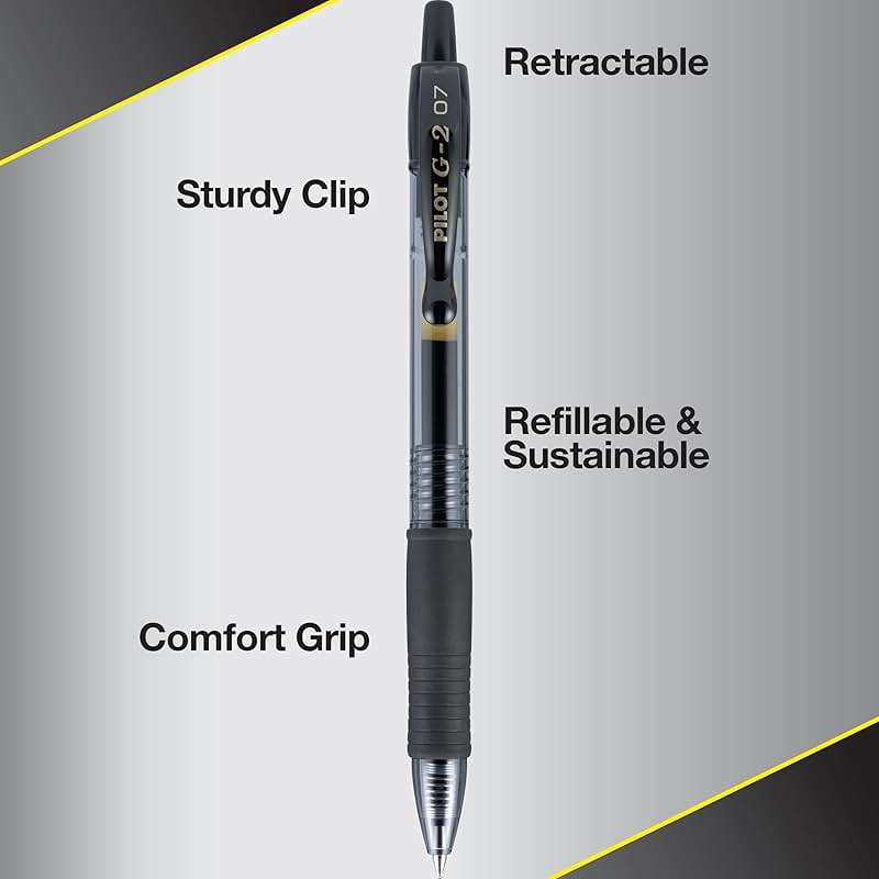 Pilot G2 Pens, Premium Refillable and Retractable Rolling Ball Gel Pens, Fine Point, 0.7mm, Black Ink, 12-Pack (31020) - Image 6