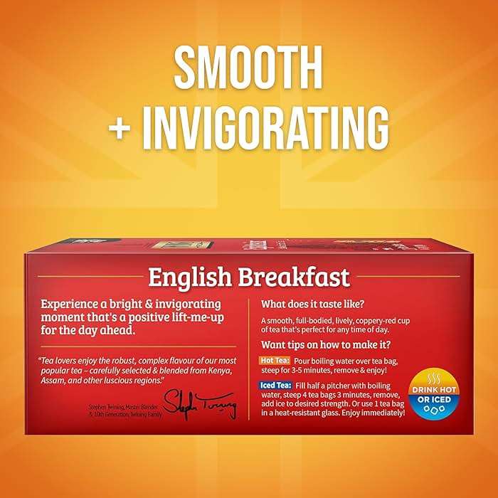 Twinings English Breakfast Black Tea Individually Wrapped Bags, 100 Count (Pack of 1), Smooth, Flavourful, and Robust, Caffeinated, Enjoy Hot or Iced, 100 Teabags - Image 2