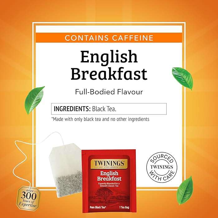 Twinings English Breakfast Black Tea Individually Wrapped Bags, 100 Count (Pack of 1), Smooth, Flavourful, and Robust, Caffeinated, Enjoy Hot or Iced, 100 Teabags - Image 4