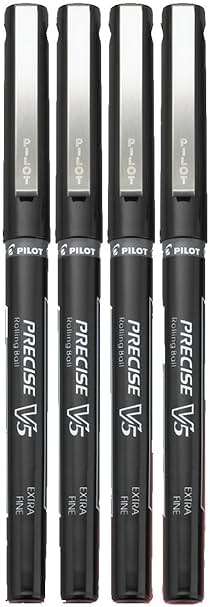 Pilot, Precise V5, Capped Liquid Ink Rolling Ball Pens, Extra Fine Point 0.5 mm, Black, Pack of 4 - Image 3