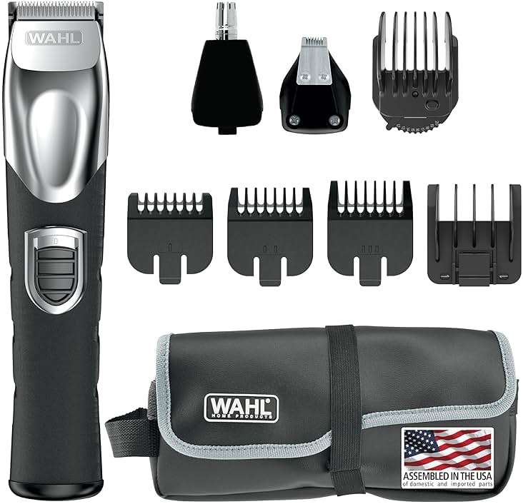 Wahl USA Rechargeable Lithium Ion All in One Beard Trimmer for Men with Detail and Ear & Nose Hair Trimmer Attachment – Model 9854-600B - Image 1