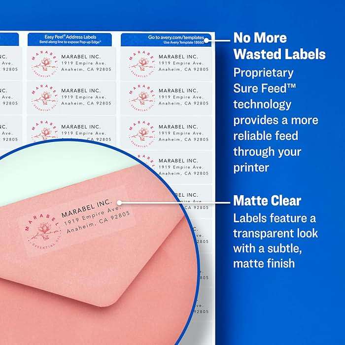 Avery Printable Return Address Labels with Sure Feed, 2/3" x 1-3/4", Matte Clear, 600 Blank Mailing Labels (18695) - Image 3