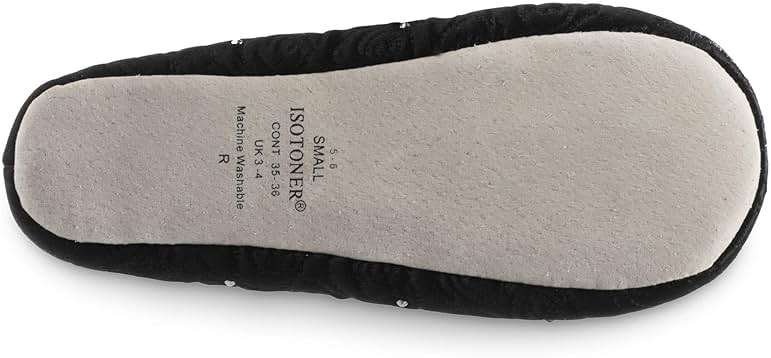 isotoner Women's Rose Quilted Ballerina Slippers With Rhinestone Embellishment and Genuine Suede Sole - Image 2