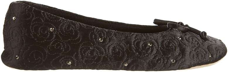 isotoner Women's Rose Quilted Ballerina Slippers With Rhinestone Embellishment and Genuine Suede Sole - Image 5