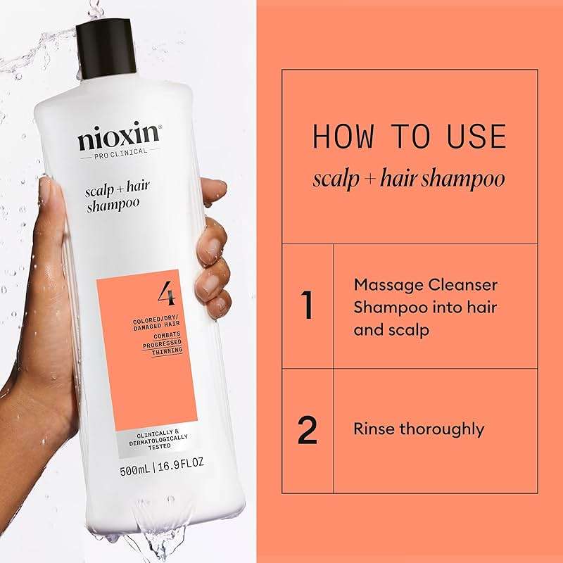Nioxin System 4 Scalp + Hair Thickening Shampoo for Colored, Dry, & Damaged Hair with Progressed Thinning | Maintain Vibrant Color | Cleanse, Nourish & Boost Hair Density with Niacinamide & Biotin - Image 7