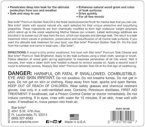 STAR BRITE Premium Golden Teak Oil - Sealer, Preserver, & Finish for Outdoor Teak & Other Fine Woods - Image 2