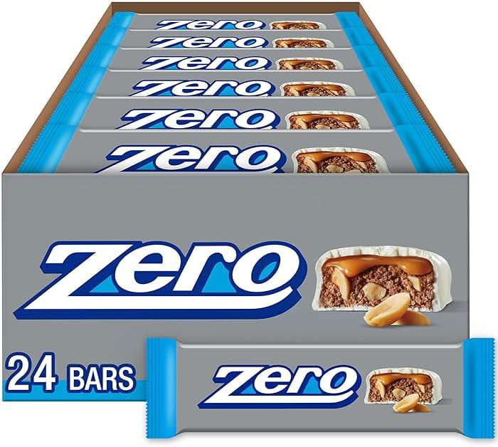 ZERO White Fudge, Caramel, Peanut and Almond Nougat Candy Bars, 1.85 oz (24 Count) - Image 1