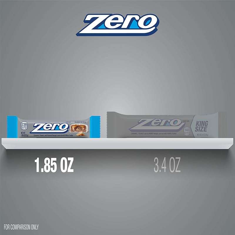ZERO White Fudge, Caramel, Peanut and Almond Nougat Candy Bars, 1.85 oz (24 Count) - Image 3