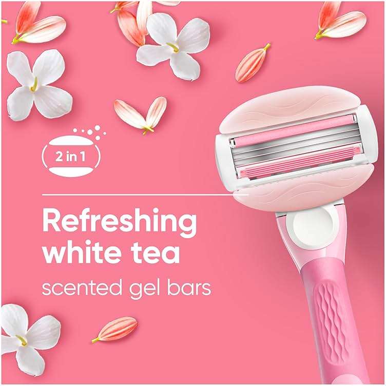 Gillette Venus ComfortGlide White Tea Women's Razor Refills, 4 Refill Cartridges, Fits Venus Reusable Razor Handles, 3-Bladed with Built-in Shave Gel Bars - Image 5