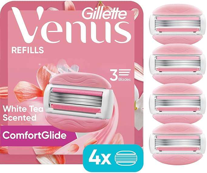Gillette Venus ComfortGlide White Tea Women's Razor Refills, 4 Refill Cartridges, Fits Venus Reusable Razor Handles, 3-Bladed with Built-in Shave Gel Bars - Image 9