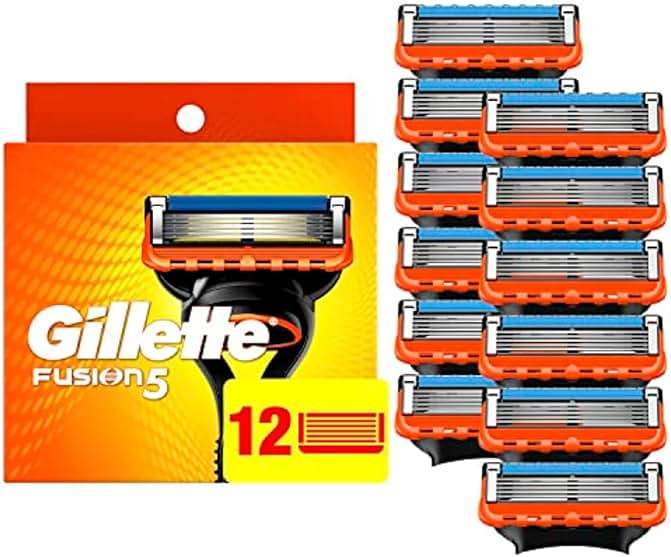 Gillette Fusion5 5-Blade Mens Razor Blade Refills, 12 Count, with Precision Trimmer - Image 1