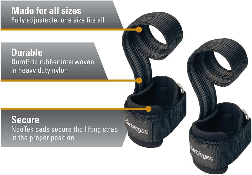 Harbinger Big Grip No-Slip Nylon Lifting Straps with DuraGrip (Pair) - Image 2