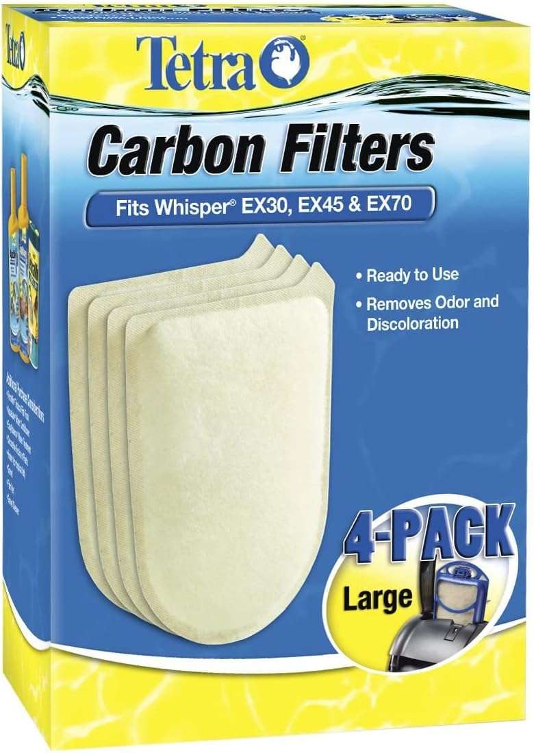 Tetra Whisper EX Carbon Large Round Filter Cartridges, 4 Count, Fits Tetra Whisper EX 30, 45, 70 Fish Tank Filters - Image 1