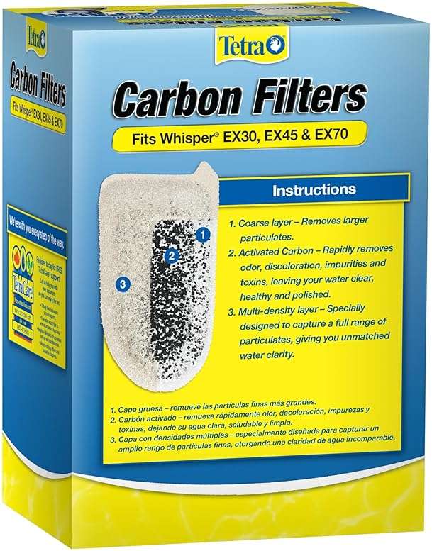 Tetra Whisper EX Carbon Large Round Filter Cartridges, 4 Count, Fits Tetra Whisper EX 30, 45, 70 Fish Tank Filters - Image 2