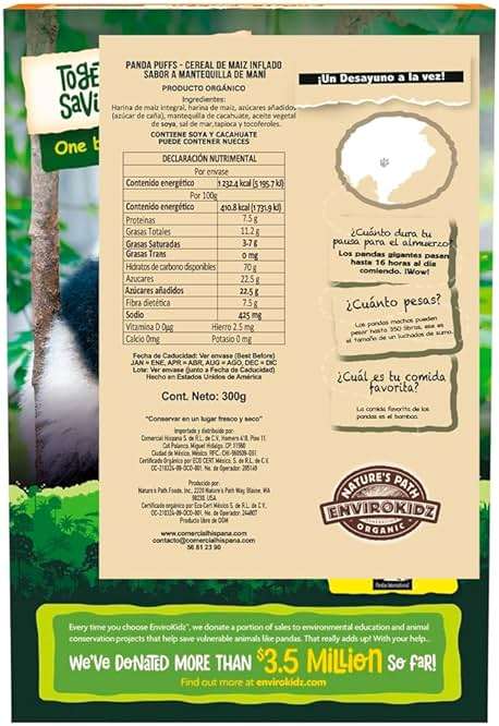 EnviroKidz Peanut Butter Panda Puffs Organic Cereal, 10.6 oz - Image 2