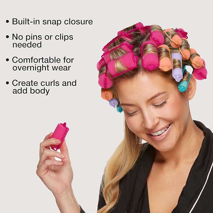 Conair Foam Overnight Heatless Curls Hair Rollers | Snaps-shut overnight foam curlers for damage-free curls and volume, Assorted Colors, 48-Count, Model GR61118IN1L9 - Image 3